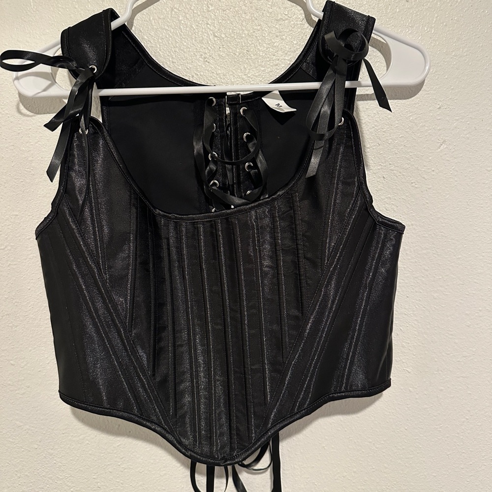 Colonial Black Corset Top with zipper